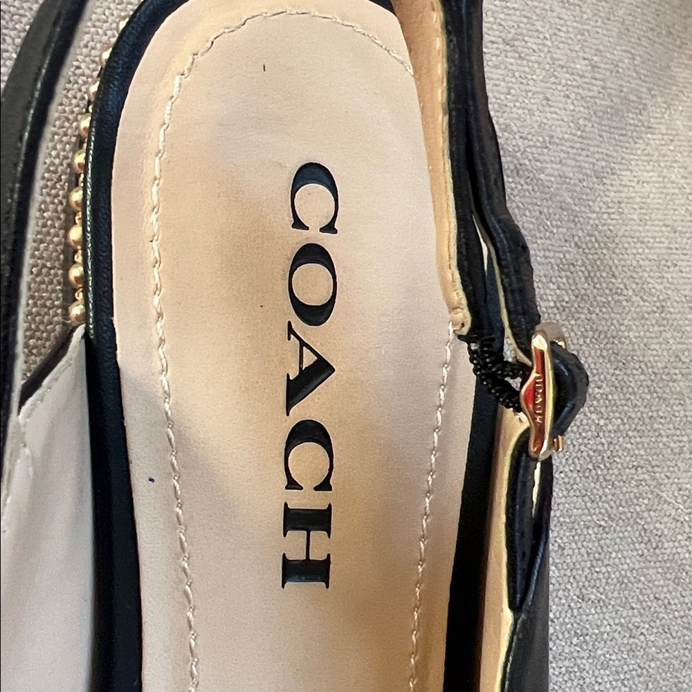 Coach Black Pointed Slingback Heels - Picture 2 of 5